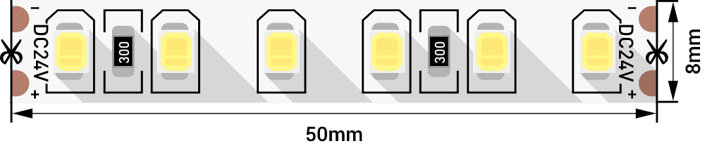 Лента светодиодная стандарт SMD2835 120LED/м 9,6Вт/м 24В IP20 Цвет:Нейтральный белый (1метр) ЗМ SWG